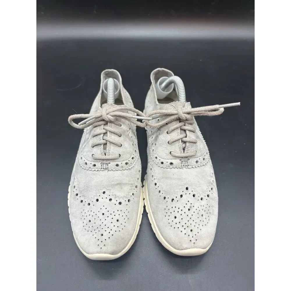 Cole Haan Zerogrand Women'S Gray Wingtip Oxford Perforated Shoes Size 6.5 B